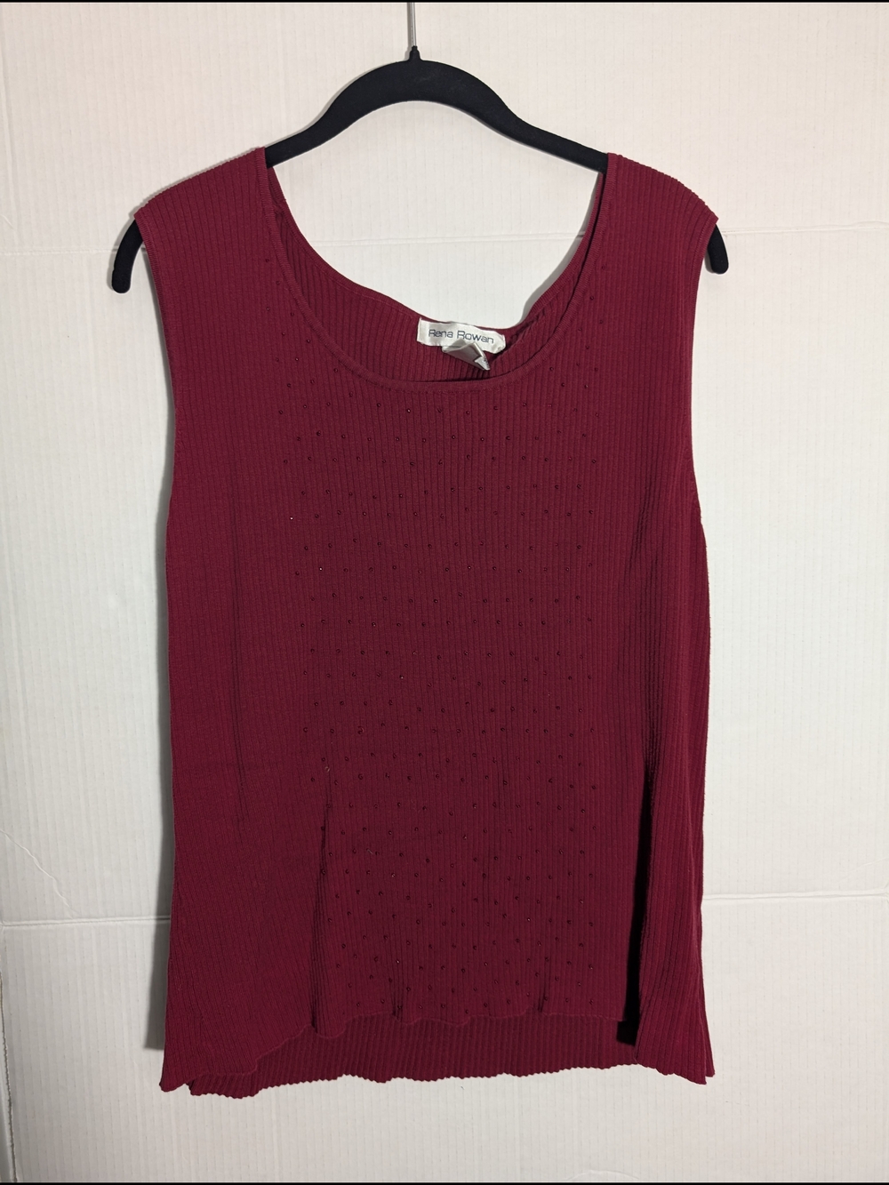 Rena Rowan Beaded Ribbed Knit Tank Women's-Size XL
